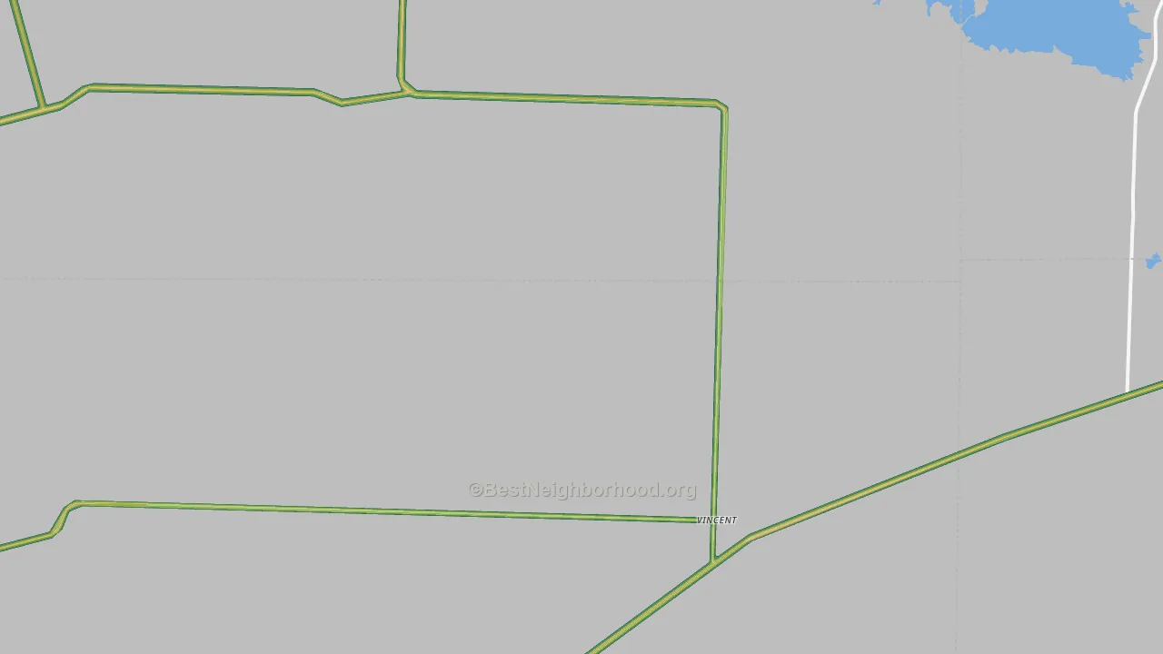 Vincent, TX Map of Noise Levels in Vincent