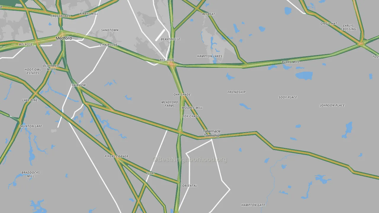 Vincentown, NJ Map of Noise Levels in Vincentown
