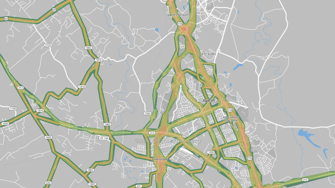 Vine Grove Junction, KY Map of Noise Levels in Vine Grove Junction