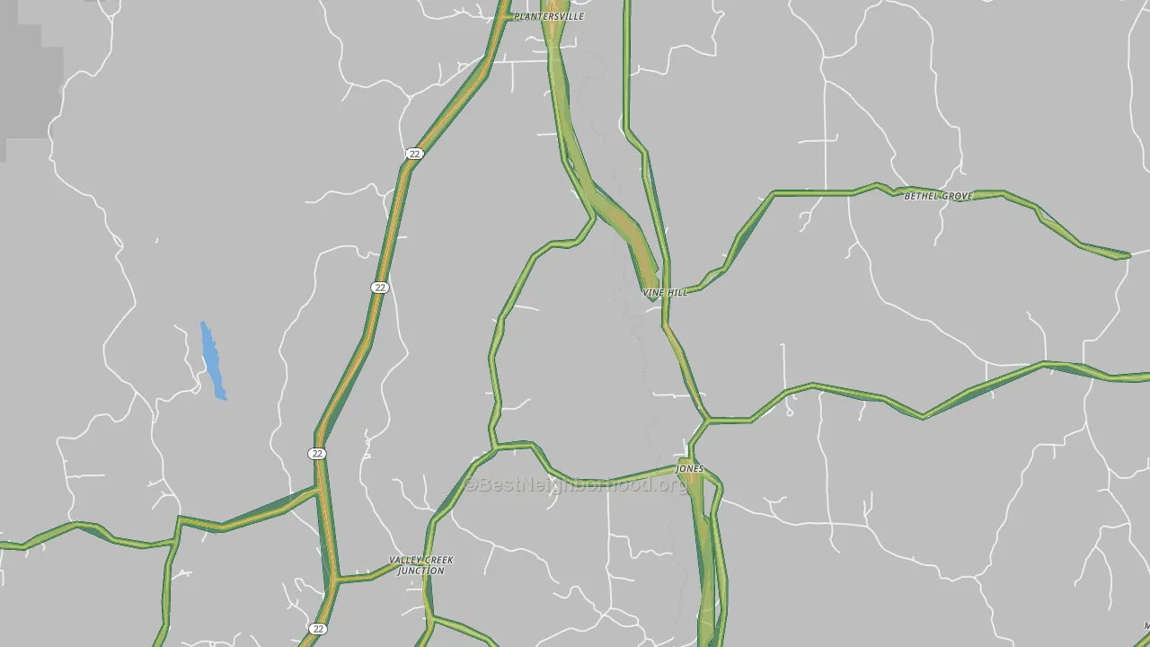 Vine Hill, AL Map of Noise Levels in Vine Hill