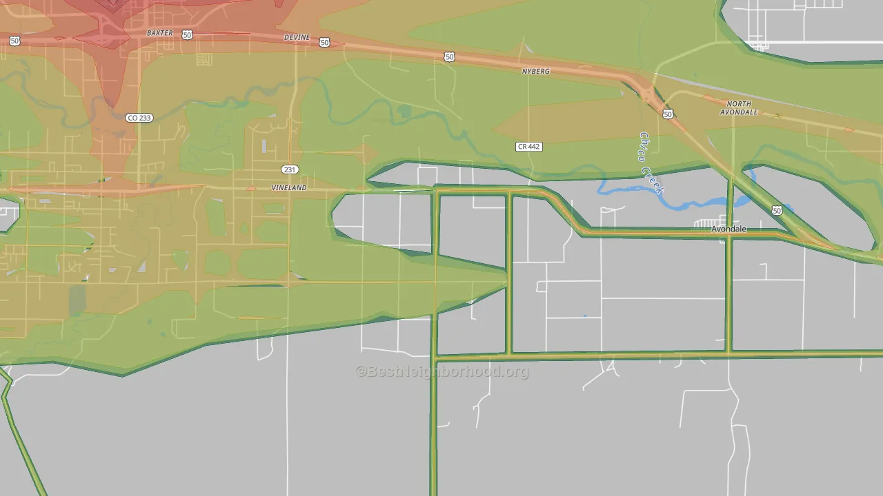 Vineland, CO Map of Noise Levels in Vineland