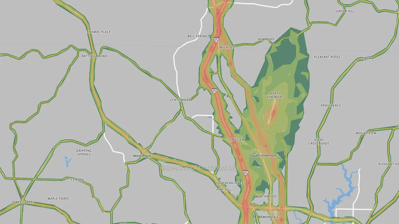 Vinemont, AL Map of Noise Levels in Vinemont