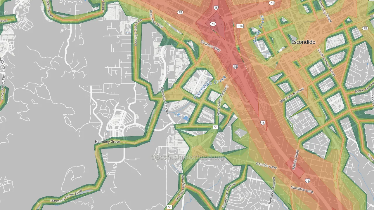 Vineyard, Escondido, CA Map of Noise Levels in Vineyard