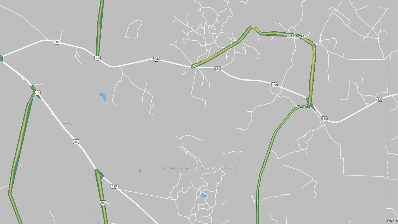 Vineyard, TX Map of Noise Levels in Vineyard