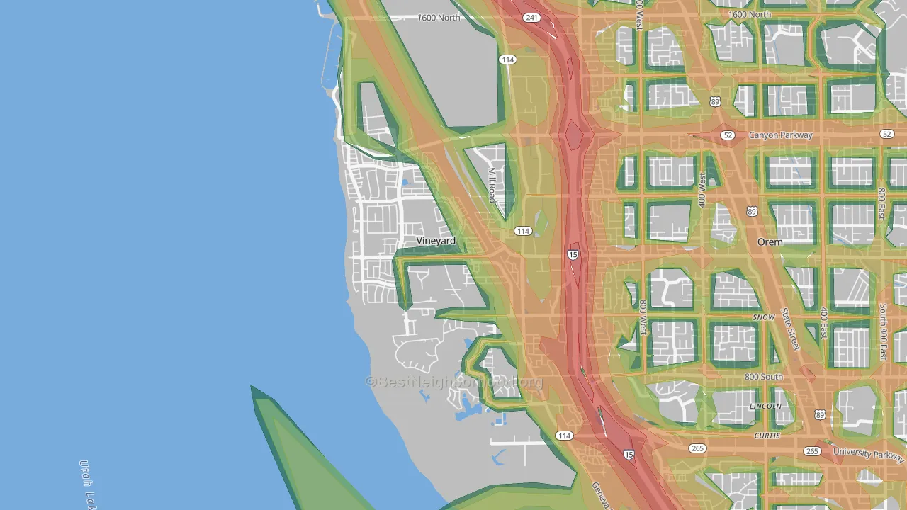 Vineyard, UT Map of Noise Levels in Vineyard