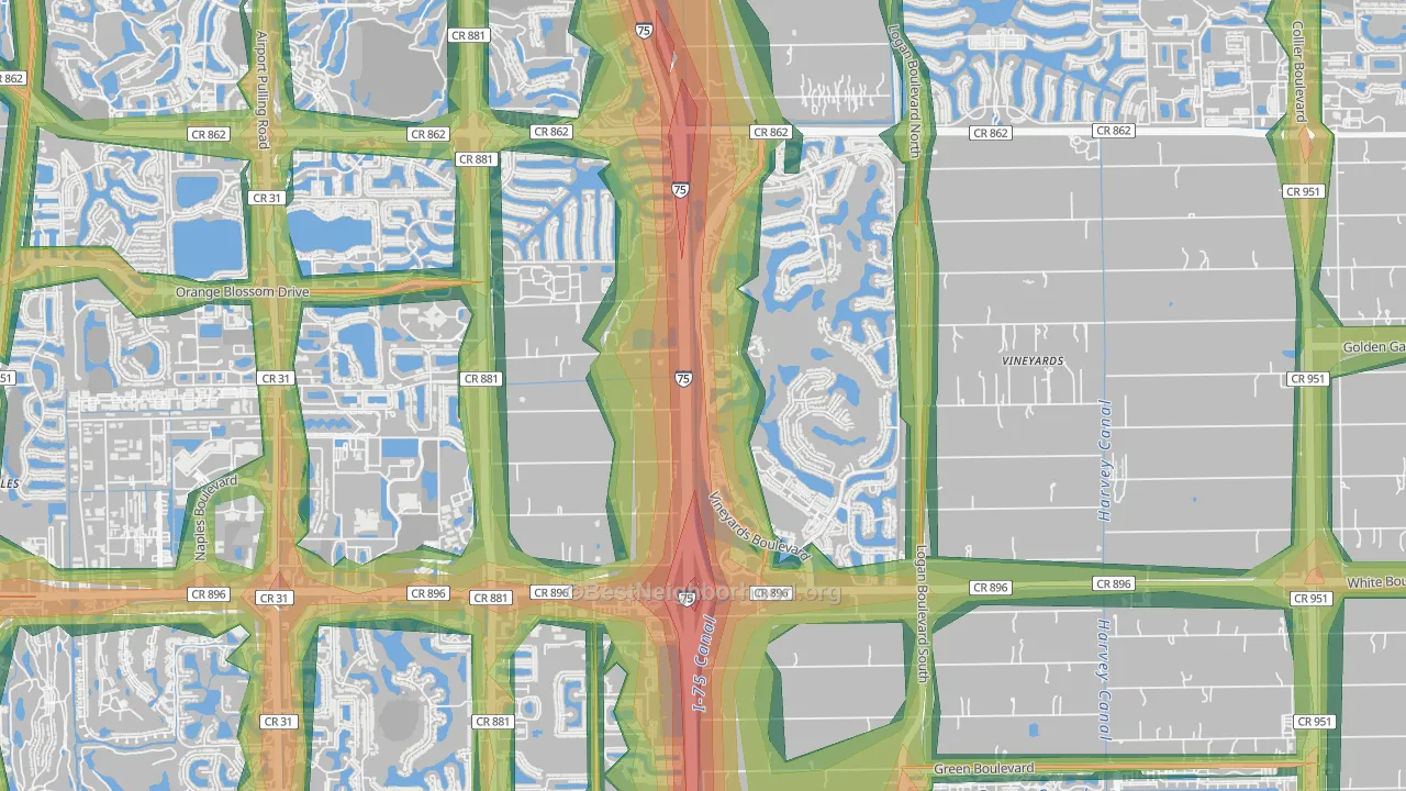 Vineyards, Naples, FL Map of Noise Levels in Vineyards