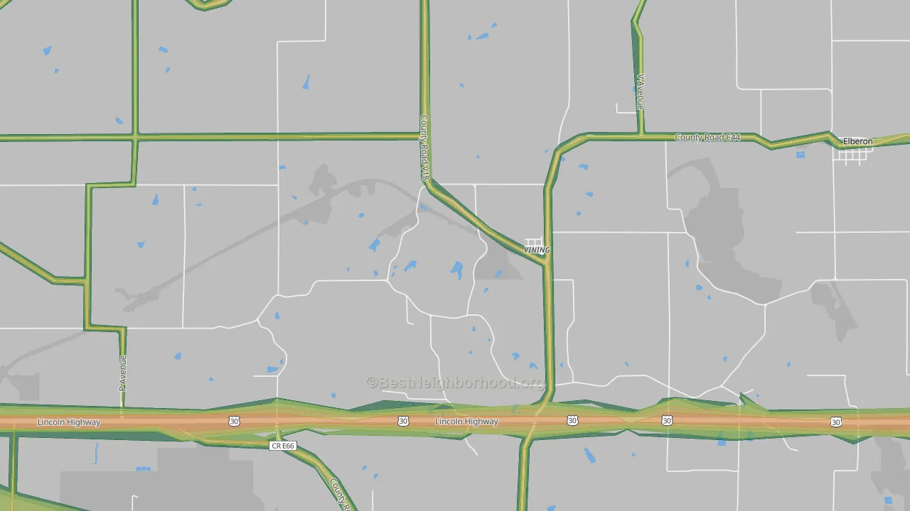 Vining, IA Map of Noise Levels in Vining