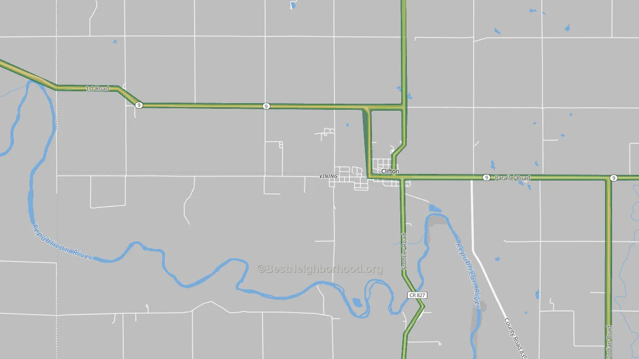 Vining, KS Map of Noise Levels in Vining