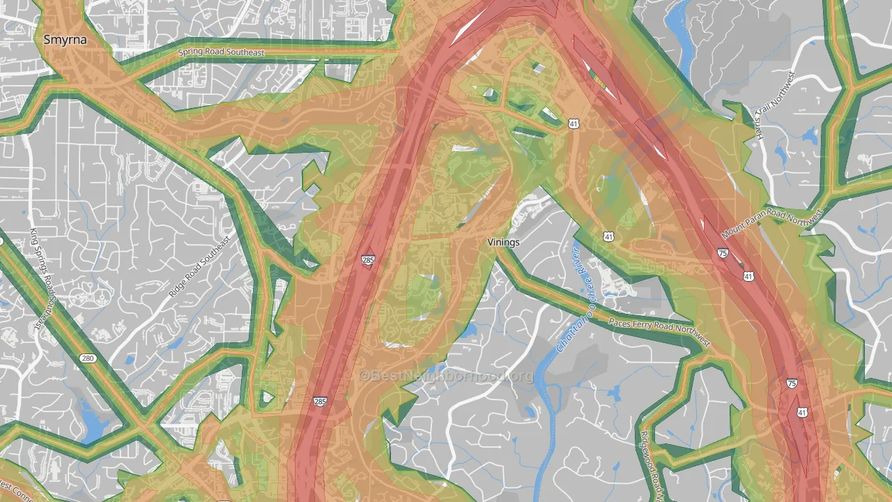 Vinings, GA Map of Noise Levels in Vinings