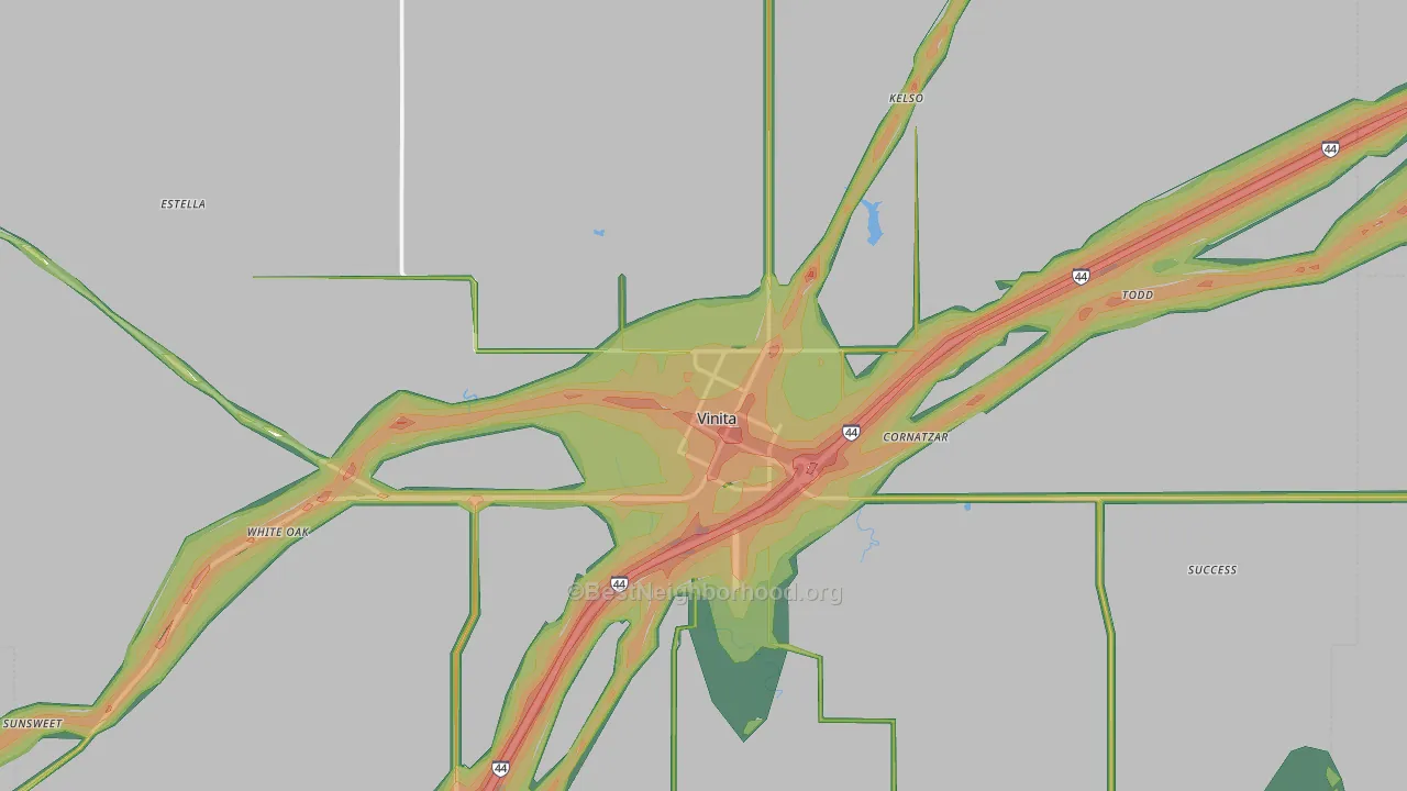 Vinita, OK Map of Noise Levels in Vinita