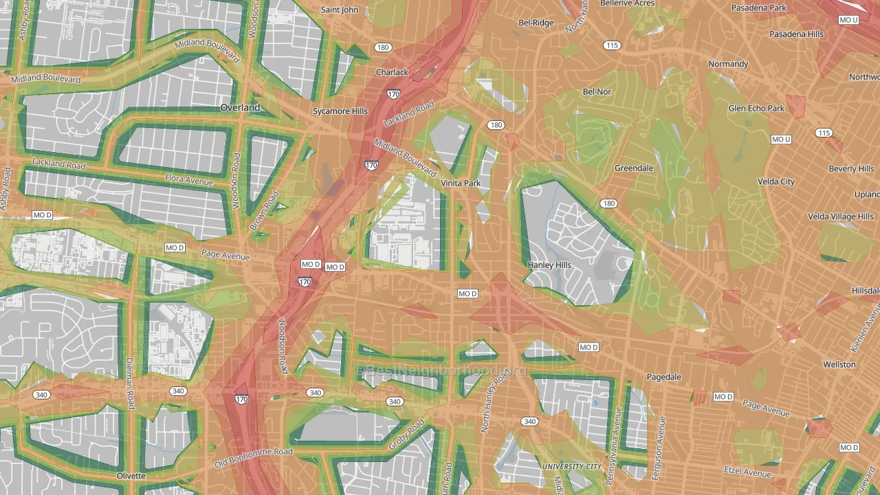 Vinita Park, MO Map of Noise Levels in Vinita Park