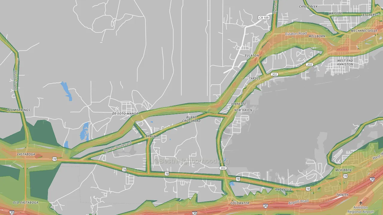 Vinnette, AL Map of Noise Levels in Vinnette