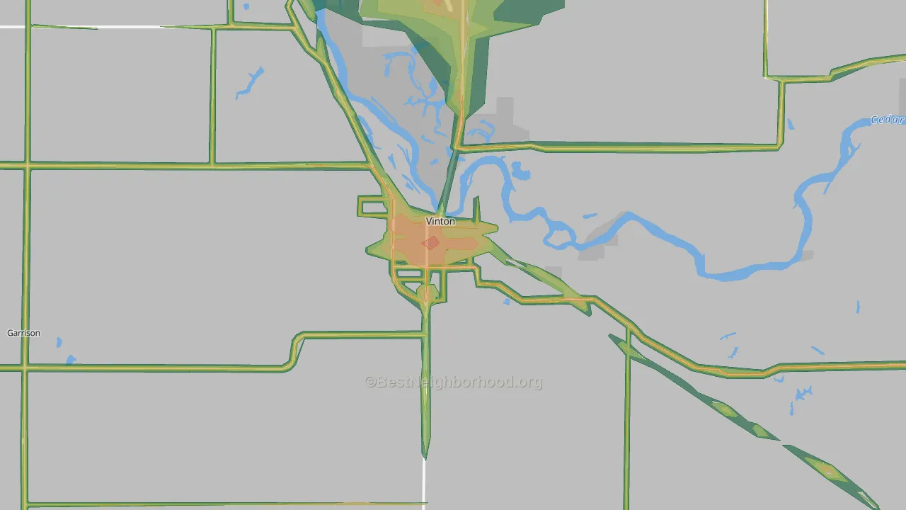 Vinton, IA Map of Noise Levels in Vinton