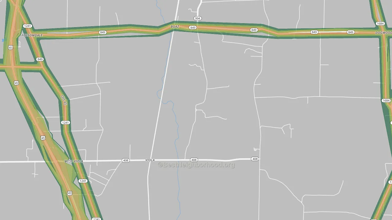 Viola, KY Map of Noise Levels in Viola