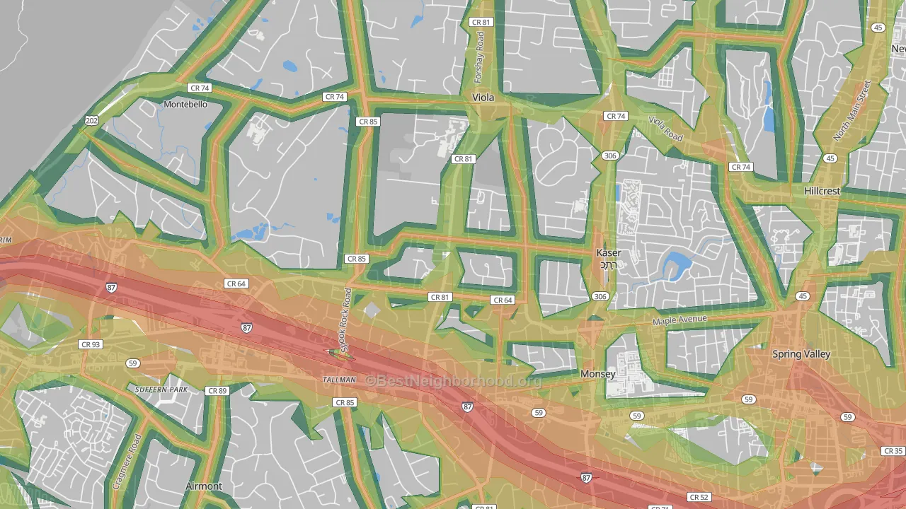 Viola, Monsey, NY Map of Noise Levels in Viola