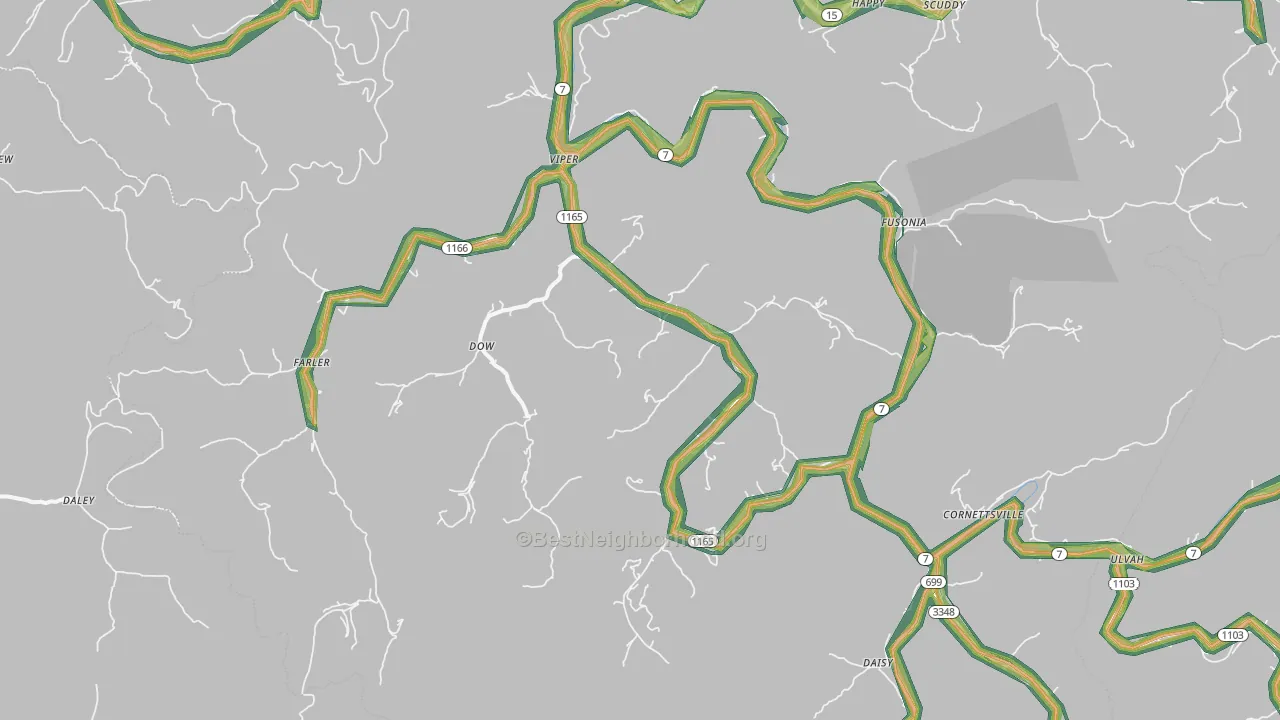 Viper, KY Map of Noise Levels in Viper