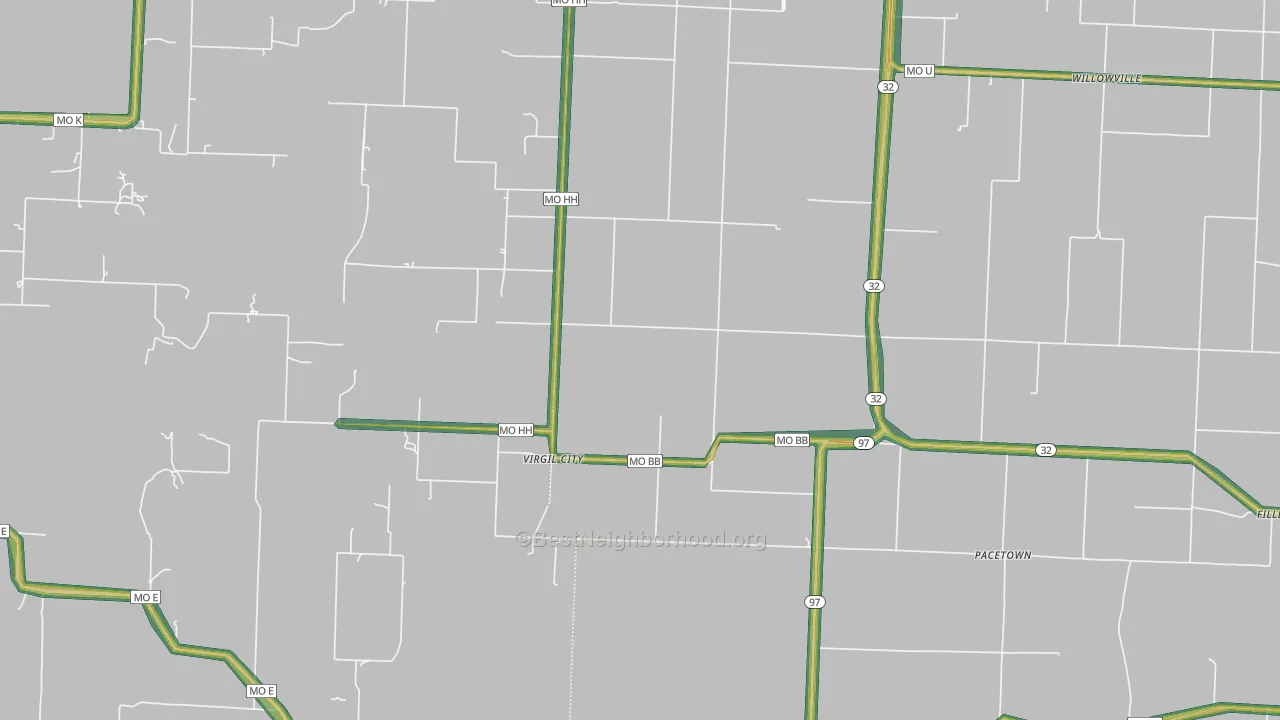 Virgil City, MO Map of Noise Levels in Virgil City