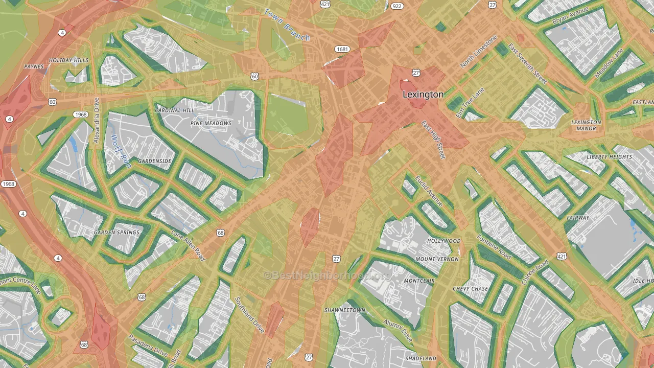Virginia Ave, Lexington, KY Map of Noise Levels in Virginia Ave