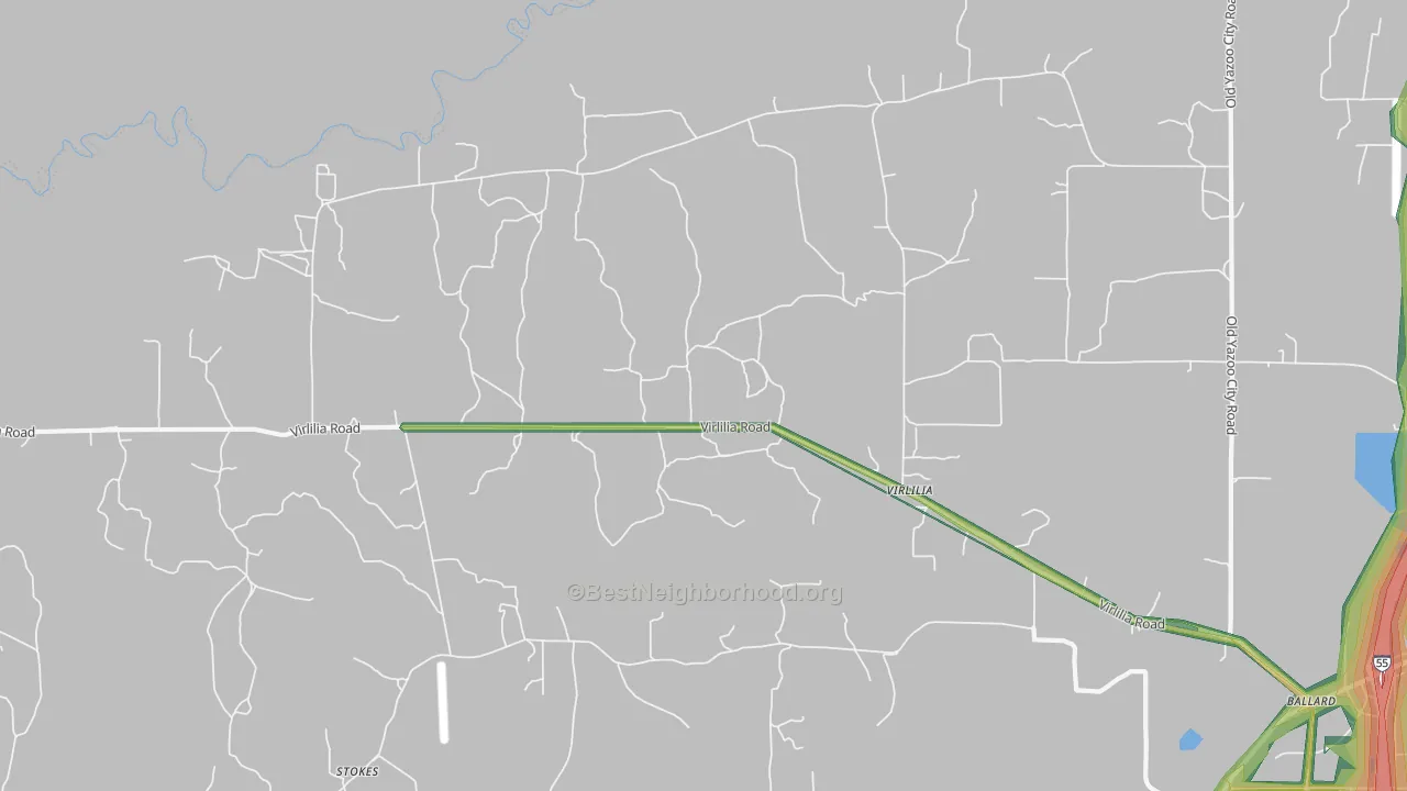 Virlilia, MS Map of Noise Levels in Virlilia