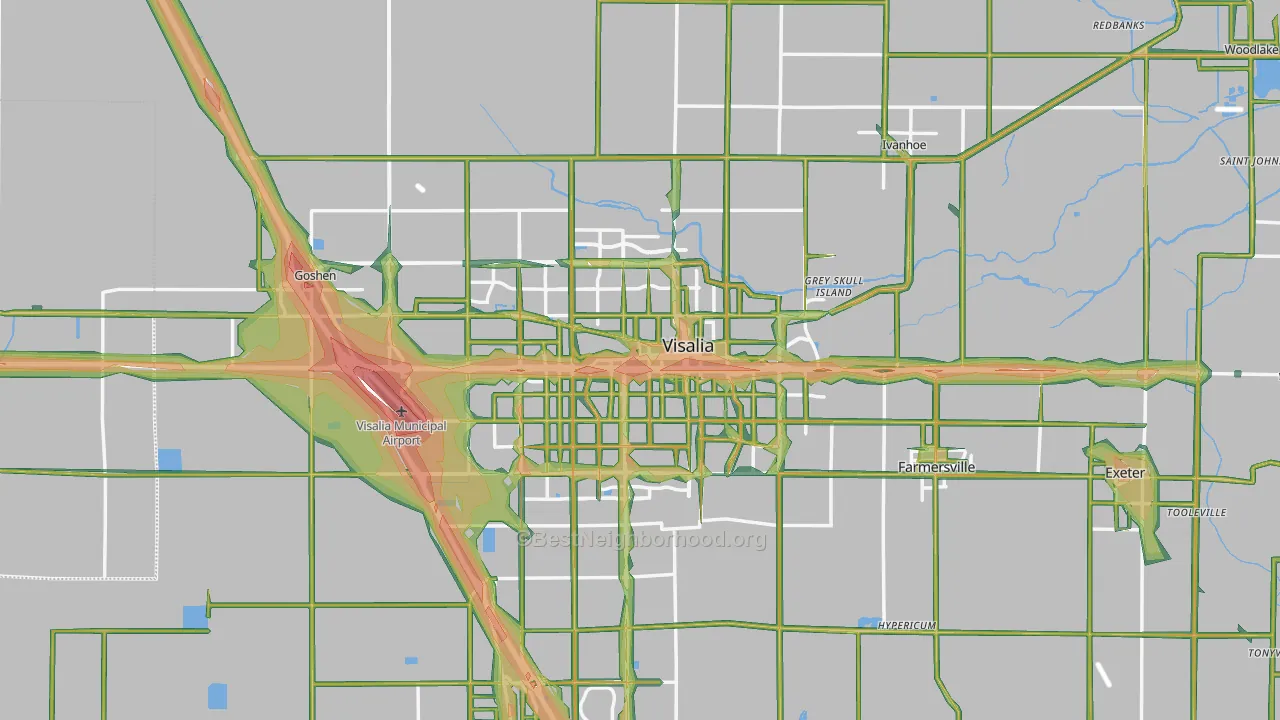 Visalia, CA Map of Noise Levels in Visalia