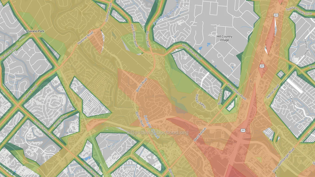 Vista del Norte, San Antonio, TX Map of Noise Levels in Vista del Norte