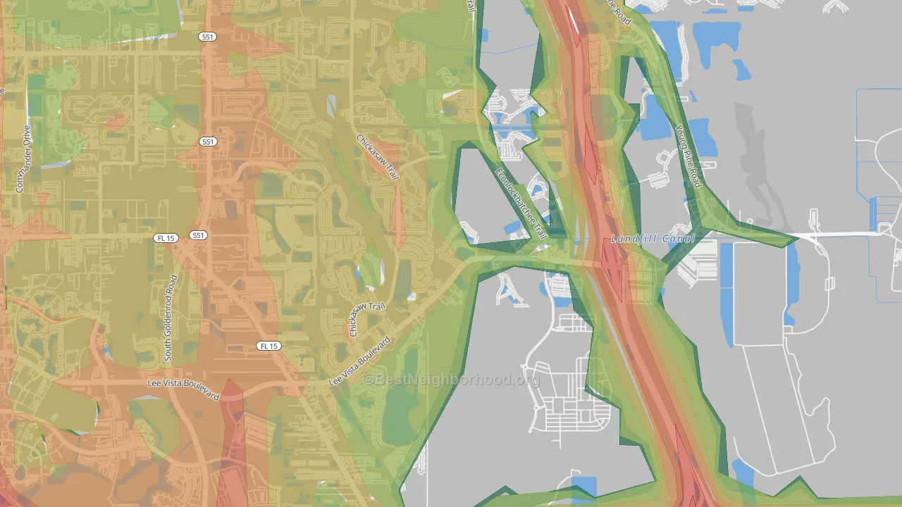 Vista East, Orlando, FL Map of Noise Levels in Vista East