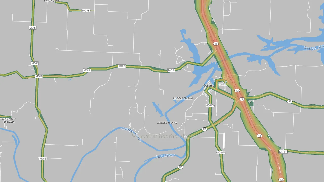 Vista, MO Map of Noise Levels in Vista