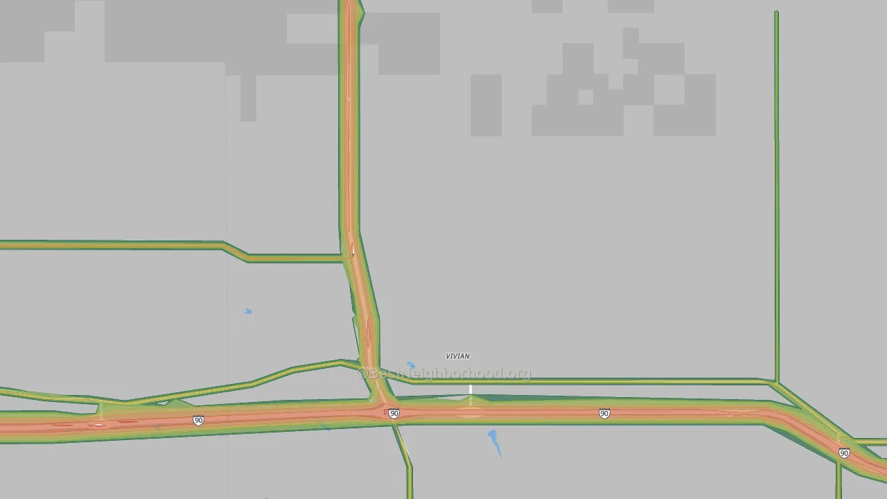 Vivian, SD Map of Noise Levels in Vivian