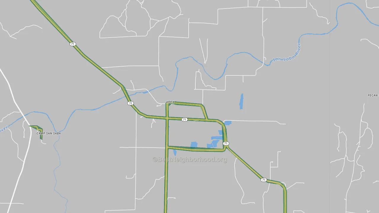 Voca, TX Map of Noise Levels in Voca