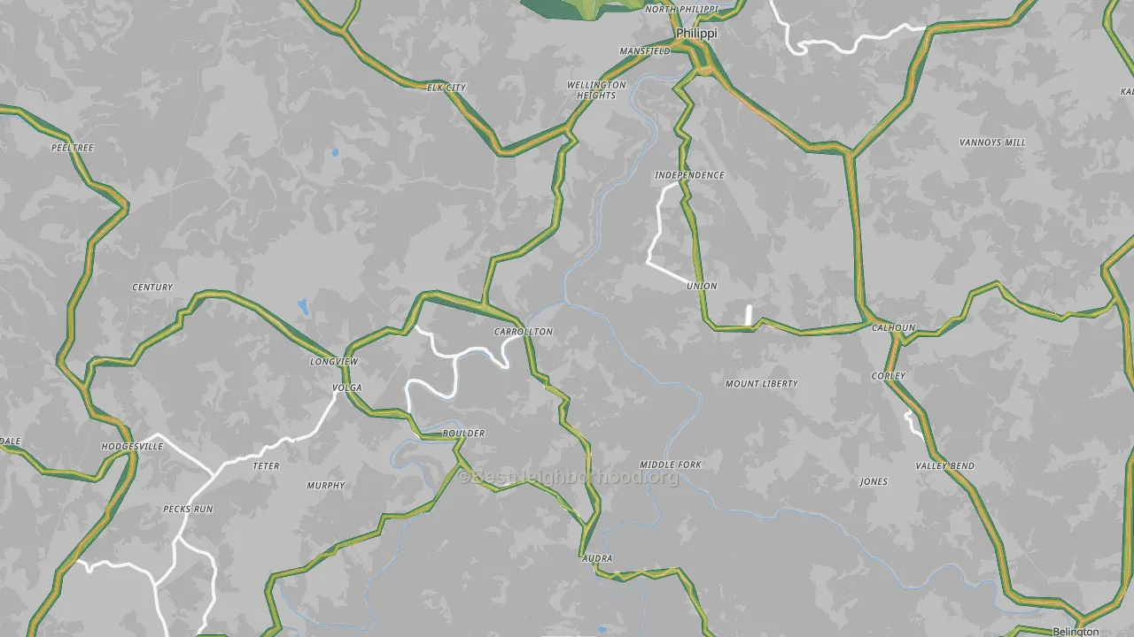 Volga, WV Map of Noise Levels in Volga