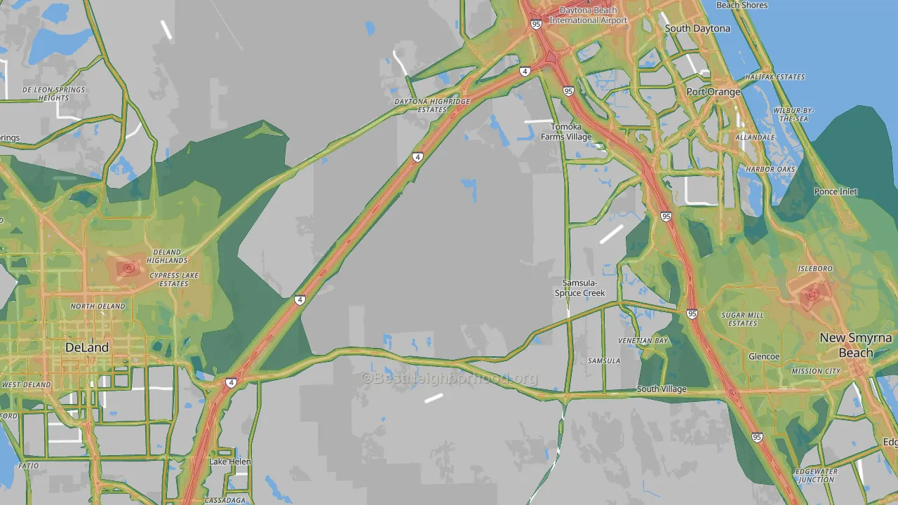 Volusia County, FL Map of Noise Levels in Volusia County