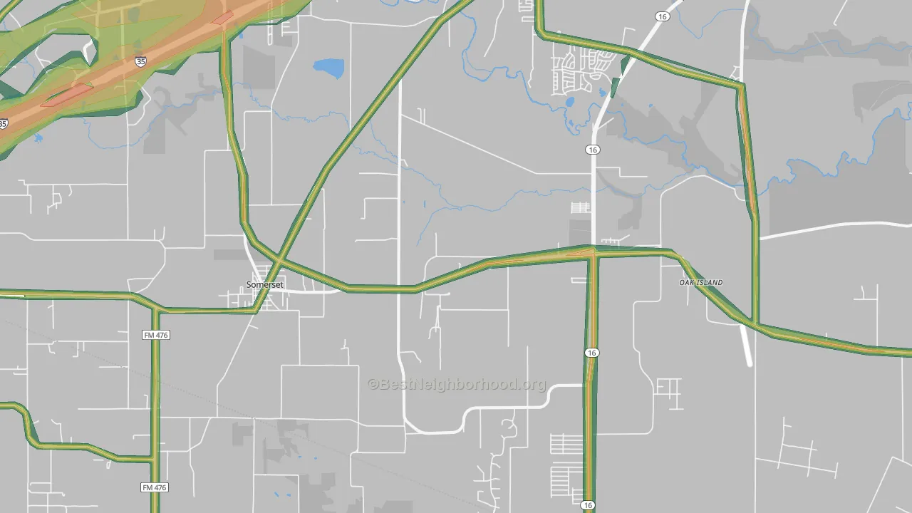 Von Ormy, TX Map of Noise Levels in Von Ormy
