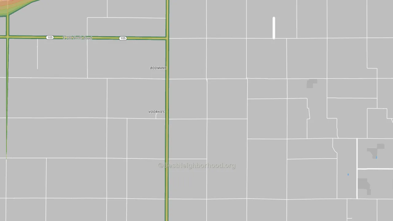 Voorhies, IL Map of Noise Levels in Voorhies