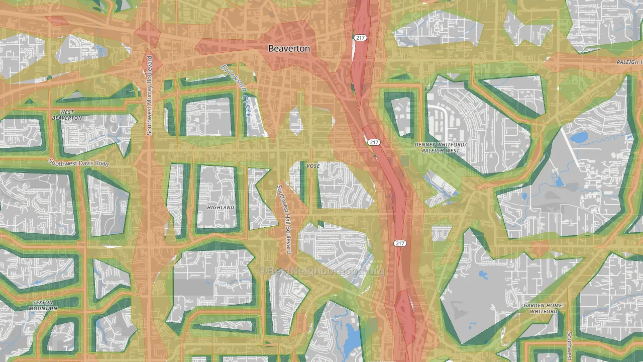 Vose, Beaverton, OR Map of Noise Levels in Vose