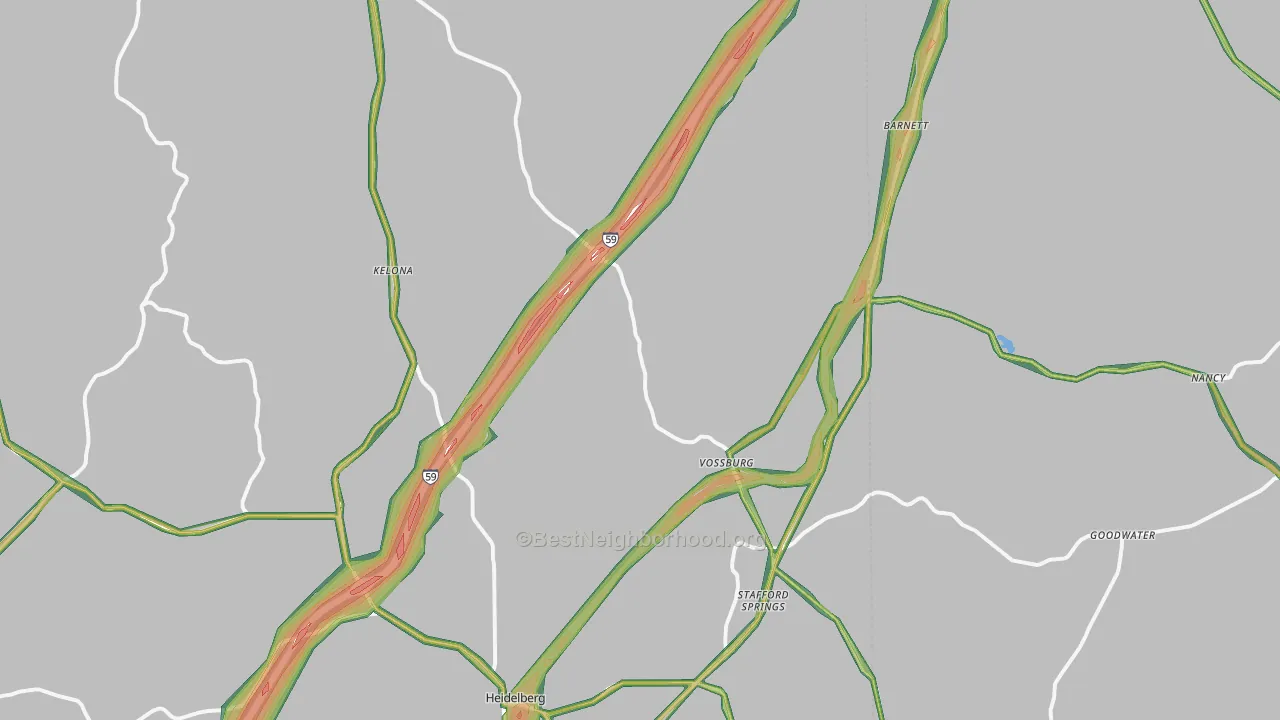 Vossburg, MS Map of Noise Levels in Vossburg