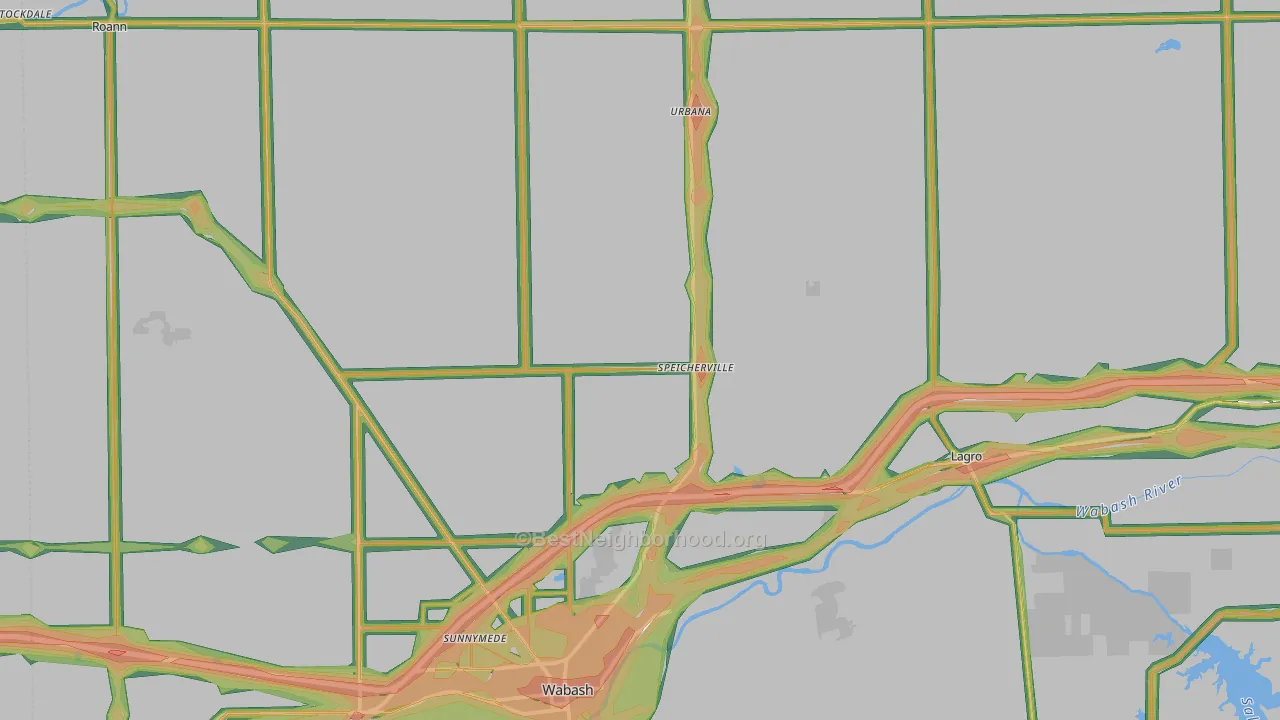 Wabash County, IN Map of Noise Levels in Wabash County