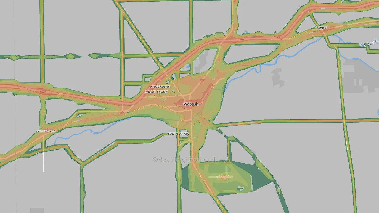 Wabash, IN Map of Noise Levels in Wabash