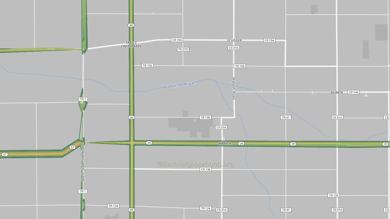 Wabash, OH Map of Noise Levels in Wabash