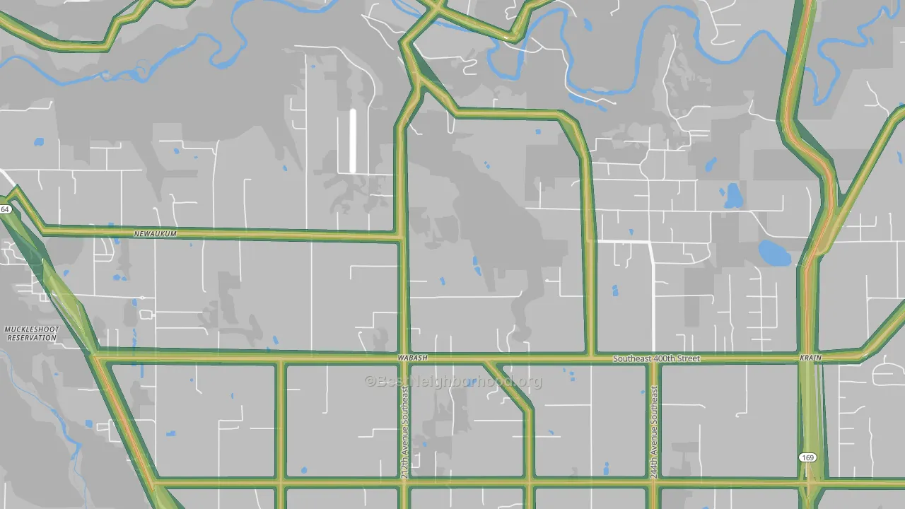 Wabash, WA Map of Noise Levels in Wabash