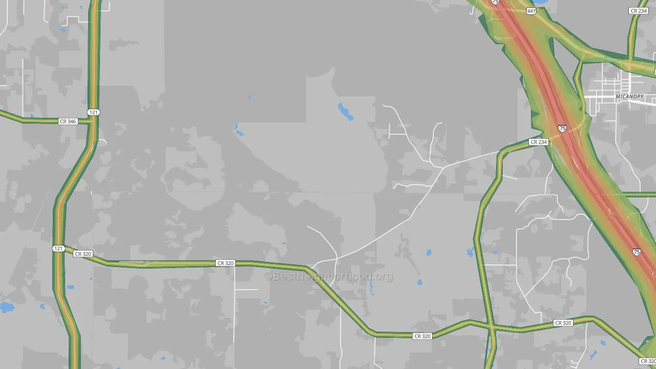Wacahoota, FL Map of Noise Levels in Wacahoota