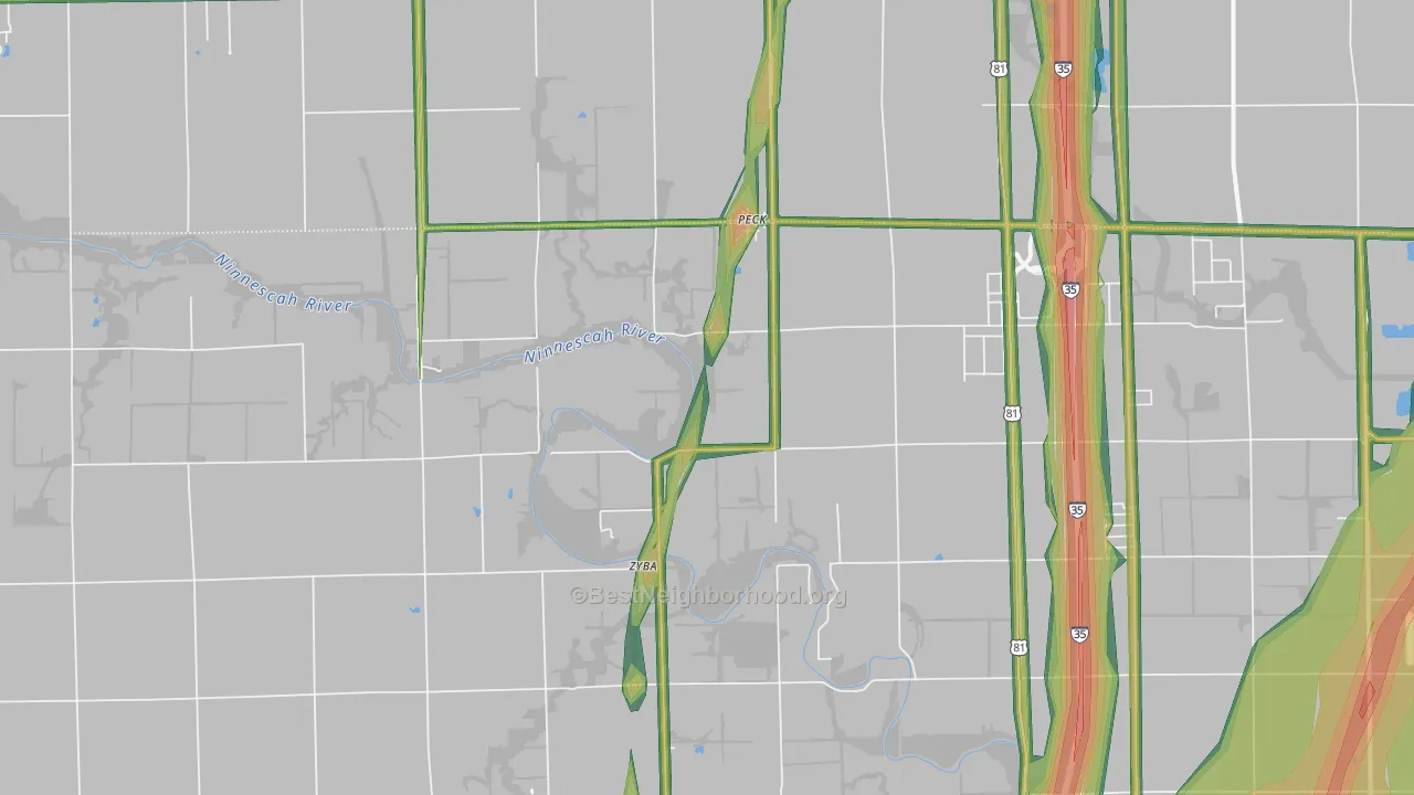 Waco, KS Map of Noise Levels in Waco