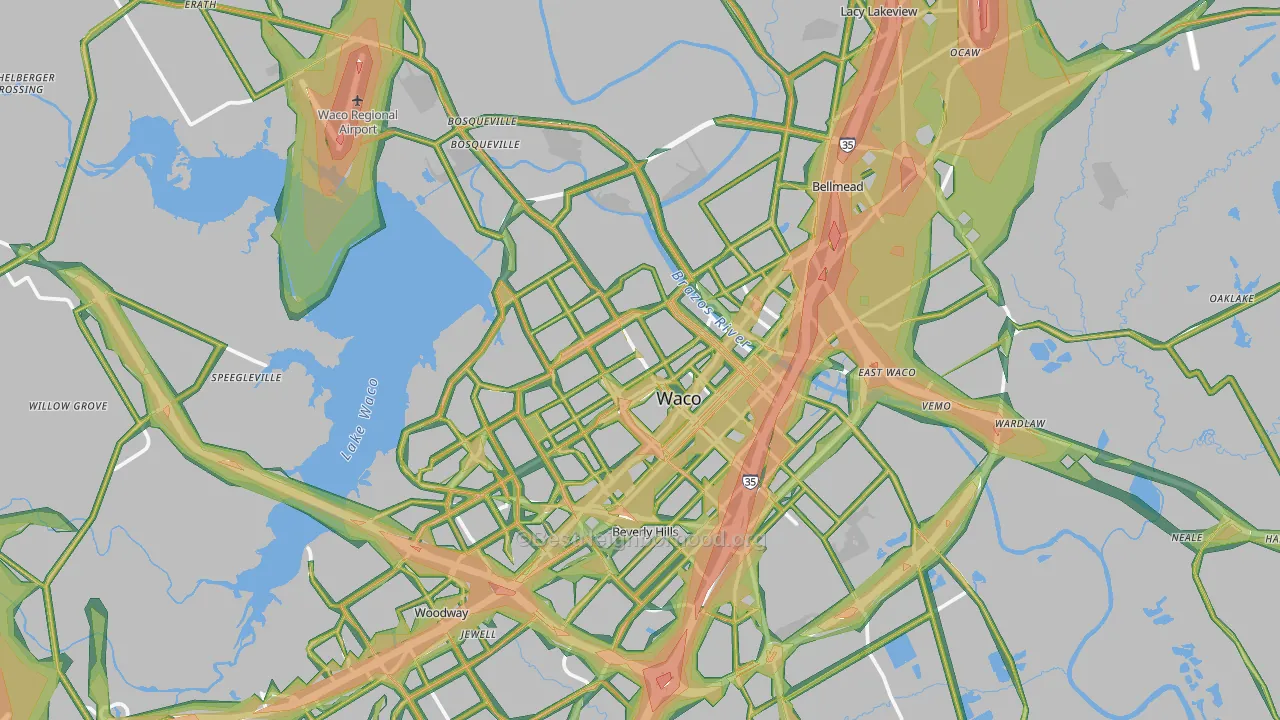 Waco, TX Map of Noise Levels in Waco