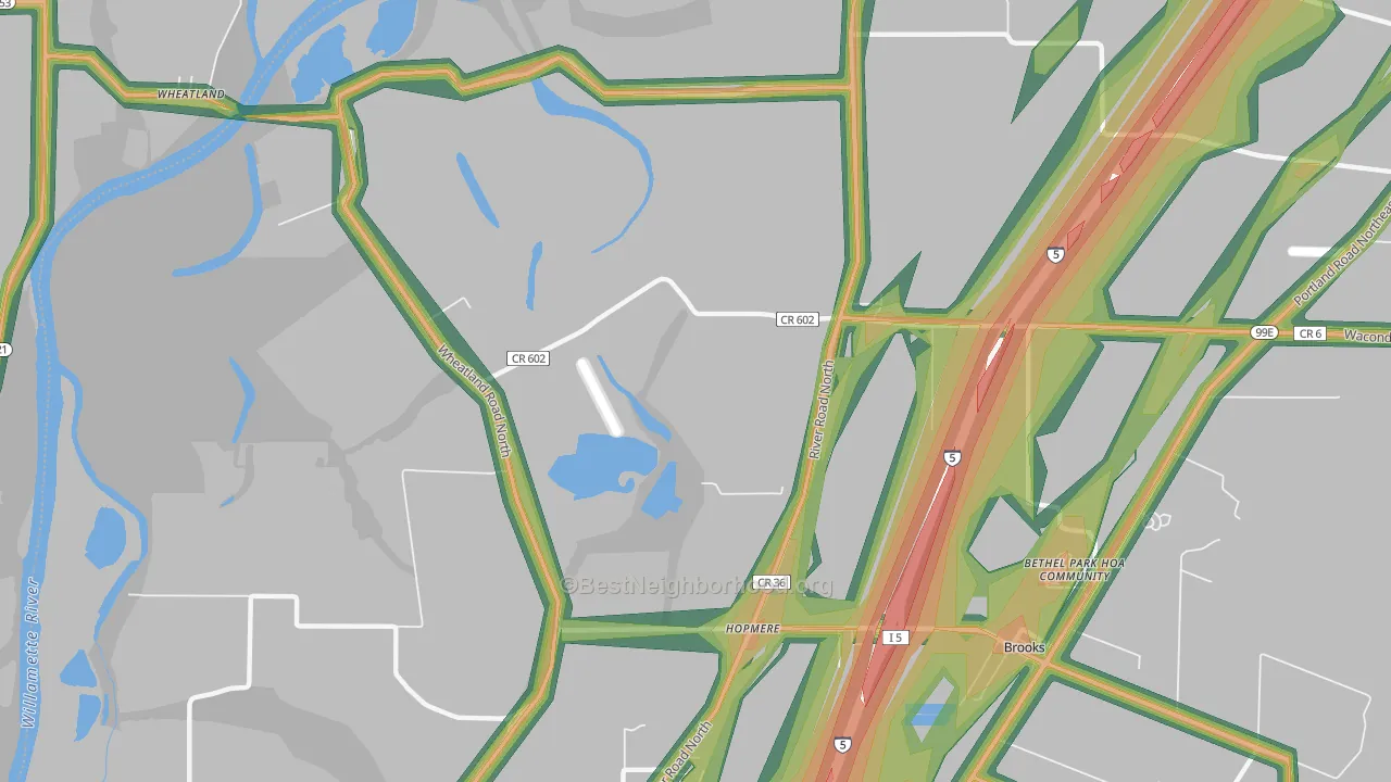 Waconda, OR Map of Noise Levels in Waconda