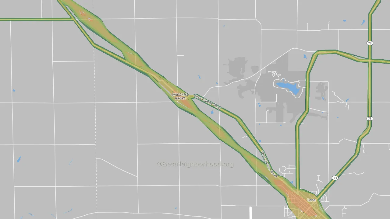 Waddams Grove, IL Map of Noise Levels in Waddams Grove