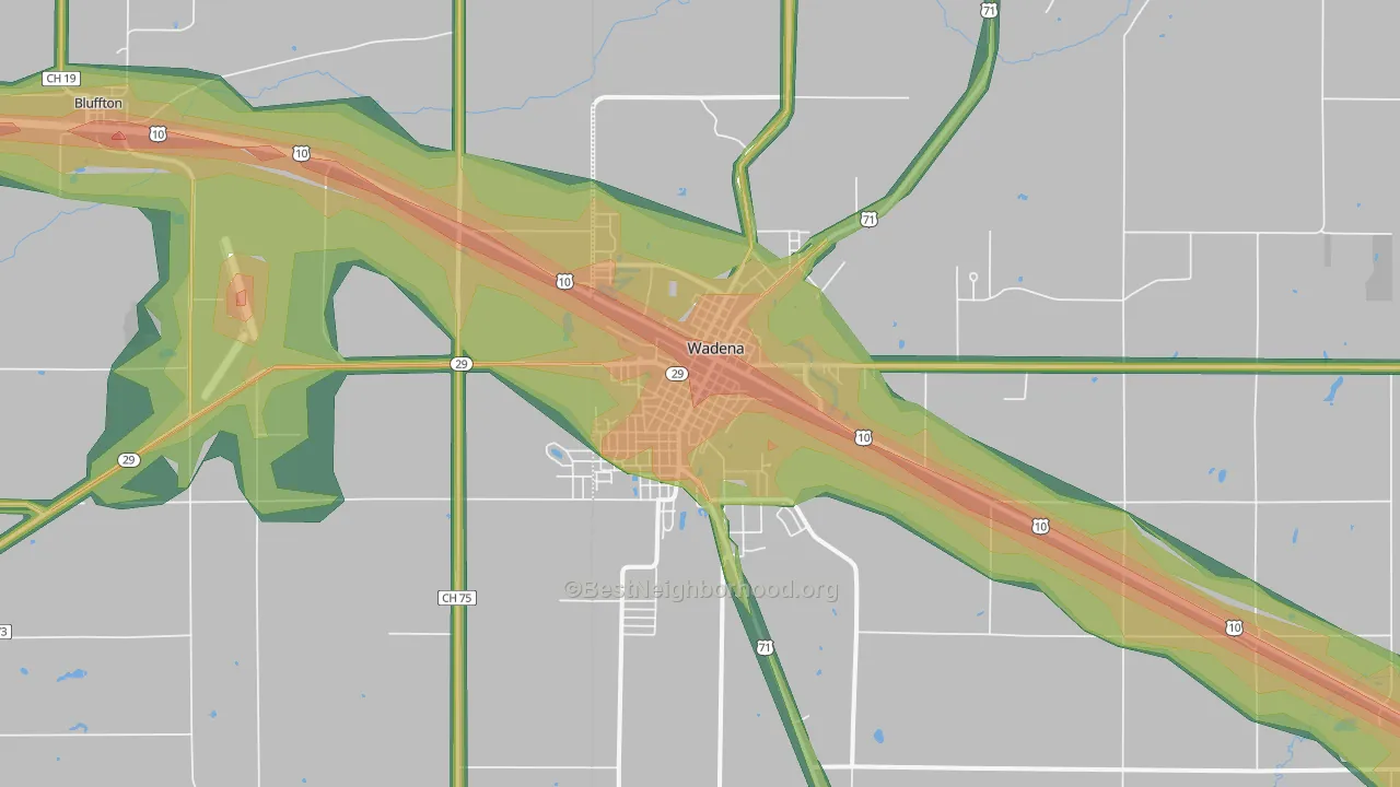 Wadena, MN Map of Noise Levels in Wadena