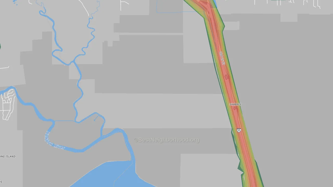 Wadesboro, LA Map of Noise Levels in Wadesboro