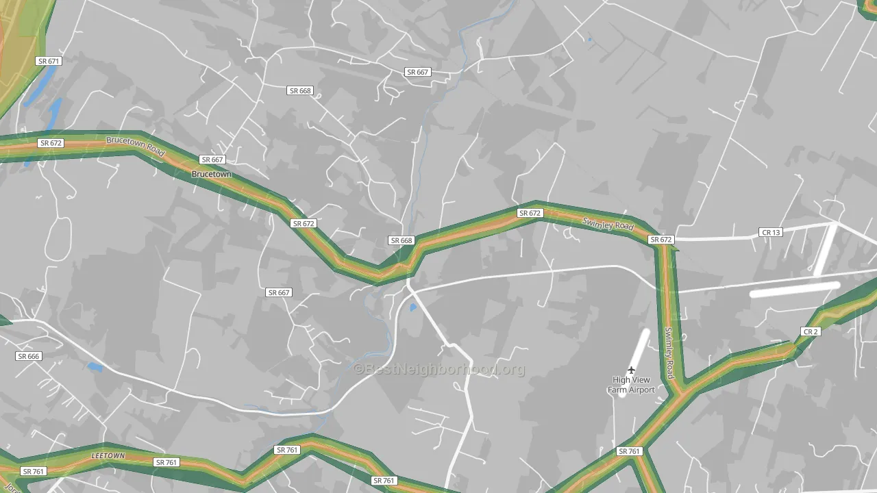 Wadesville, VA Map of Noise Levels in Wadesville