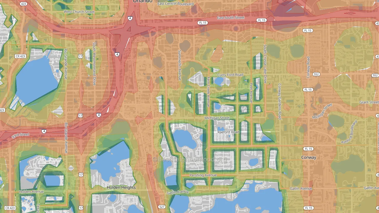 Wadeview Park, Orlando, FL Map of Noise Levels in Wadeview Park