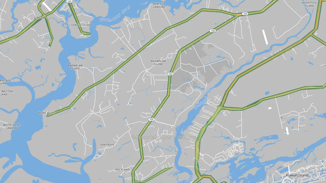 Wadmalaw Island, SC Map of Noise Levels in Wadmalaw Island