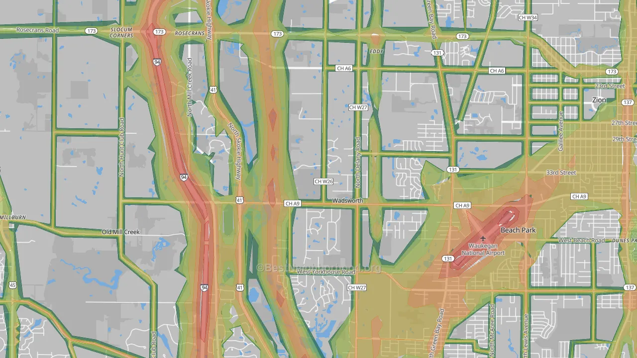 Wadsworth, IL Map of Noise Levels in Wadsworth